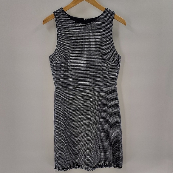 LOFT Blue Tweed Dress Size 6 Sleeveless Zip Up Back Fully Lined - Picture 1 of 7